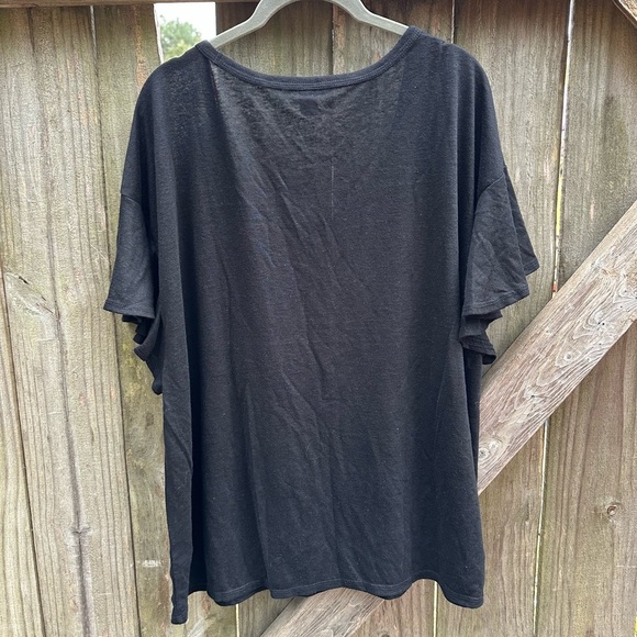 Old Navy Solid Black Linen Blend Flutter Sleeve Loose Fit NWT Casual Tee - Picture 7 of 7